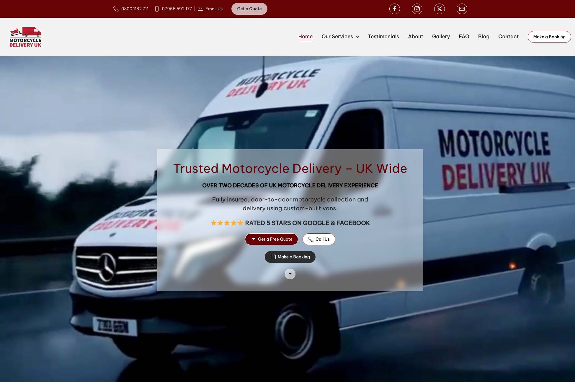 website design Doncaster - Client website Motorcycle Delivery UK