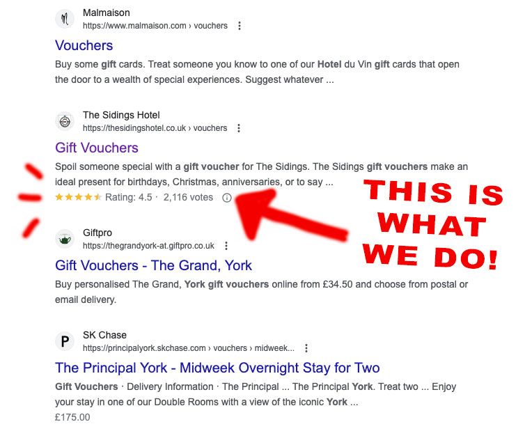 review stars in search results sample 